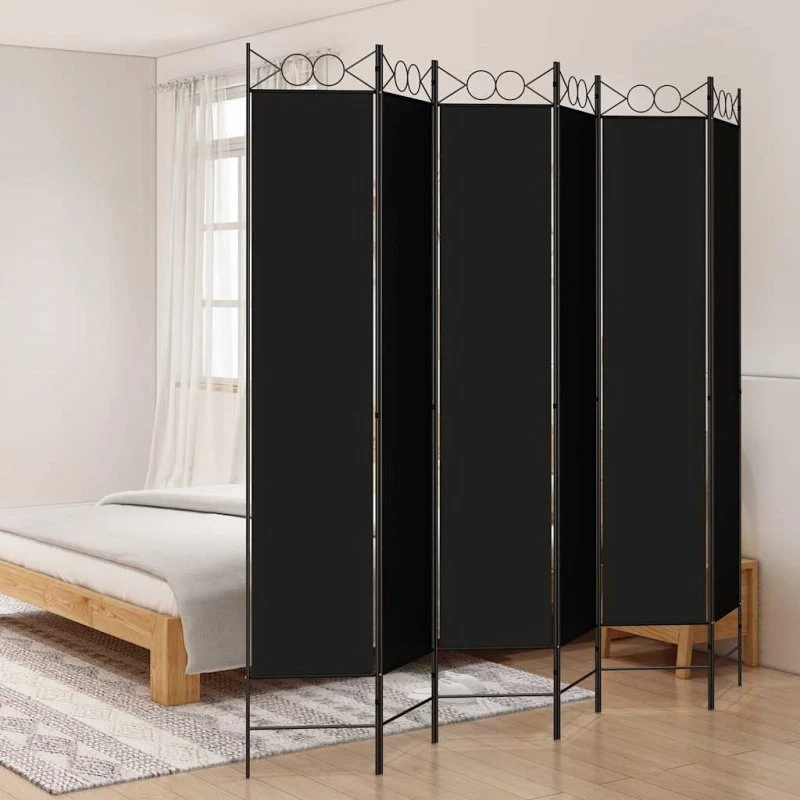 vidaXL 6-panels rumdeler 240x220 cm stof sort