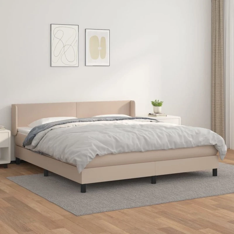 vidaXL Kontinentalseng 180x200 cm Cappuccino Kunstlæder