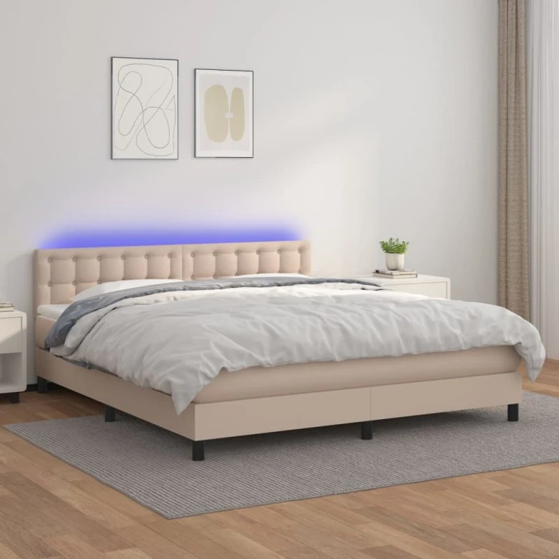 vidaXL Kontinentalseng LED-lys 180x200 cm cappuccino