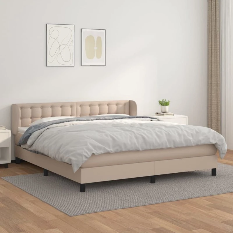 vidaXL Kontinentalseng 180x200 cm Cappuccino Kunstlæder