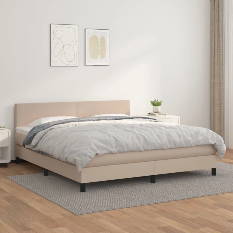 vidaXL Kontinentalseng 180x200 cm Cappuccino Kunstlæder