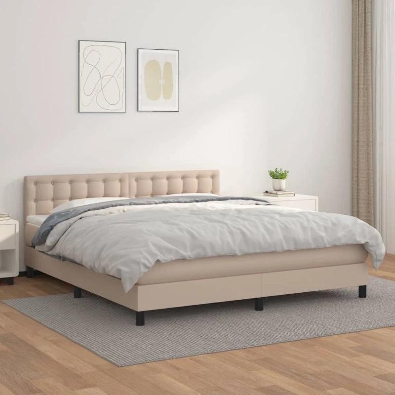 vidaXL Kontinentalseng 180x200 cm Cappuccino Kunstlæder