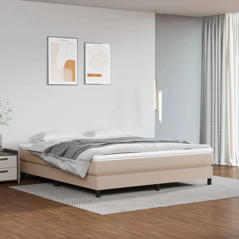 vidaXL Kontinentalseng 180x200 cm Cappuccino Kunstlæder