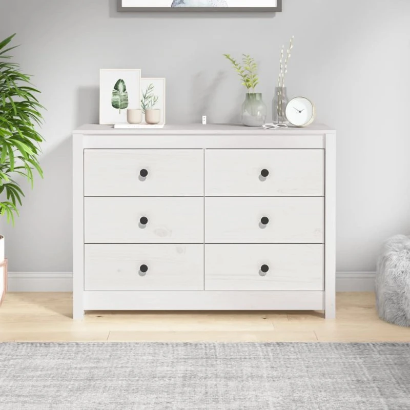 vidaXL Kommode 100x40x72 cm massivt fyrretræ hvid