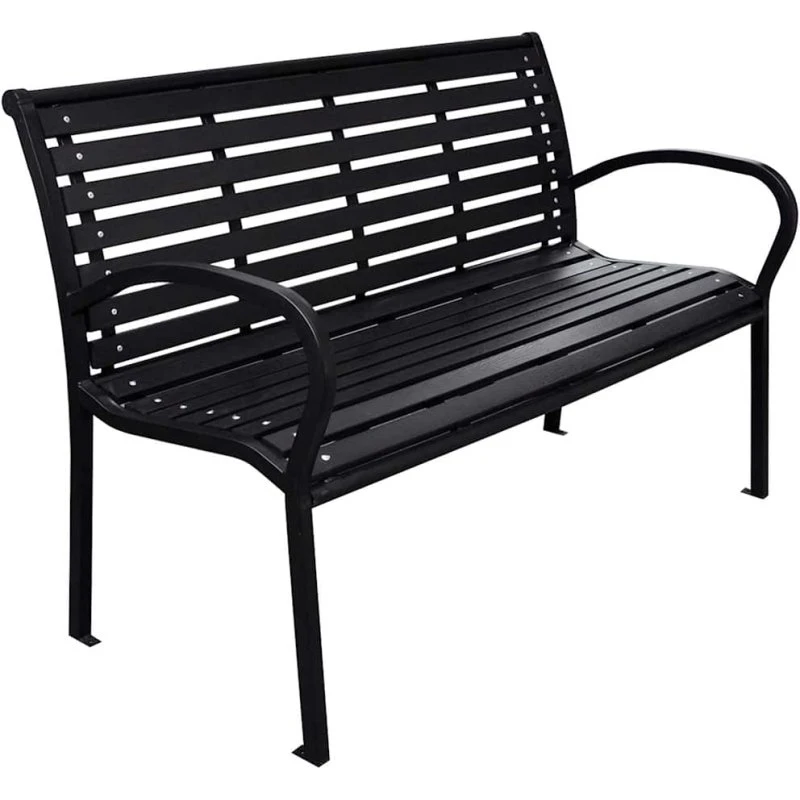 vidaXL havebænk 116 cm stål og WPC sort