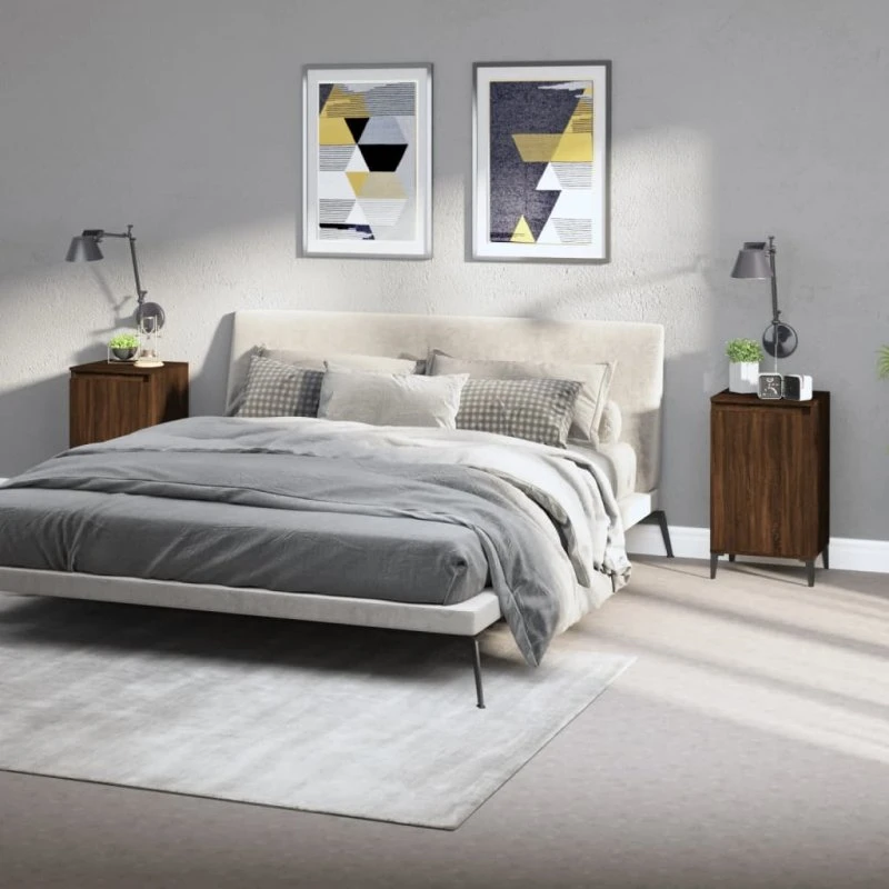 vidaXL Sengeborde 2 stk. 40x35x70 cm konstrueret træ brun