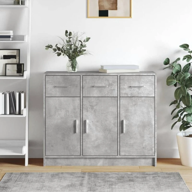 vidaXL Skænk 91x28x75 cm Konstrueret Træ Betongrå