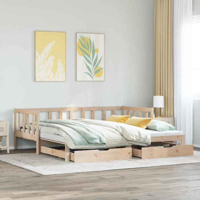 vidaXL Daybed med udtræk og skuffer 90x200 cm