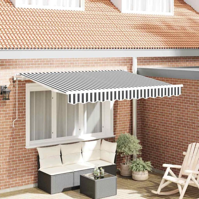 vidaXL Utrækkelig Markise Anthracit og Hvid 350 x 200 cm