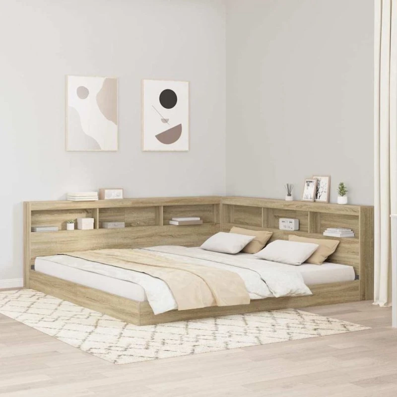 vidaXL Bogreol Seng Sonoma-eg 180 x 200 cm Konstrueret træ