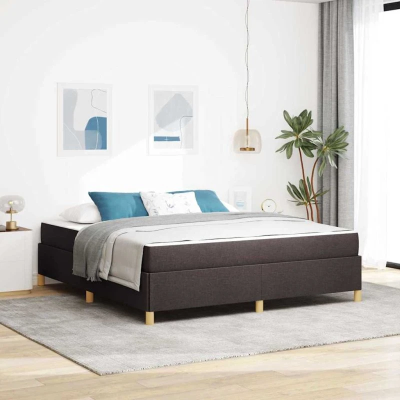 vidaXL Sengestel med Madras Mørk Brun 180 x 200 cm Stof