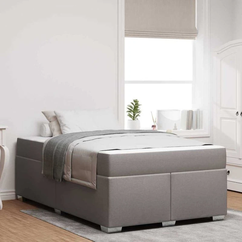 vidaXL Sengestel med Madras Gråbrun 120 x 190 cm Stof