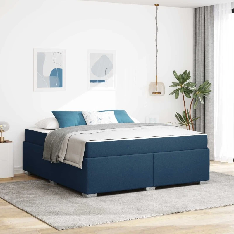 vidaXL Sengestel med Madras Blå 180x200 cm Stof