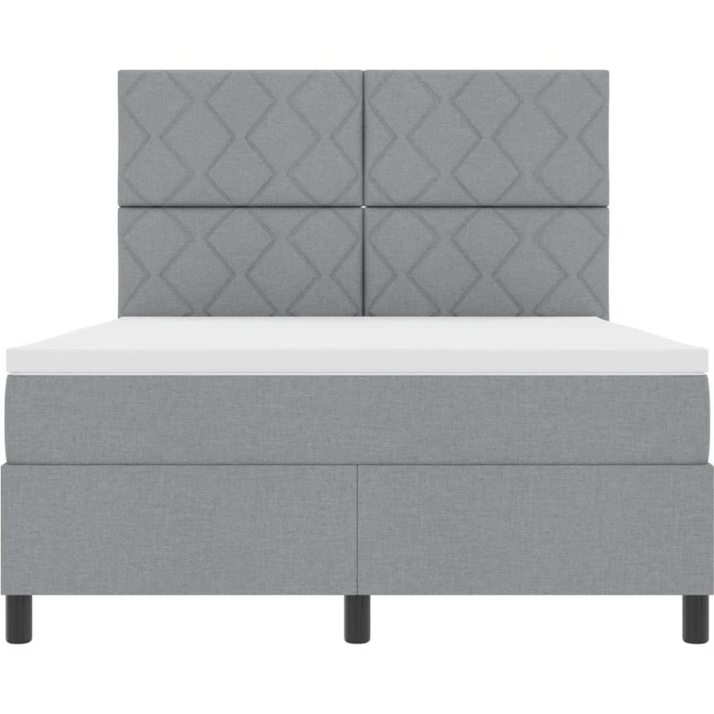 vidaXL Boxspring Seng med Madras Lysegrå 160x200 cm