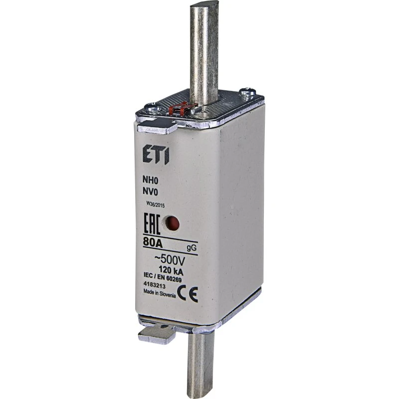 Sikring NH0 80A gG 500V med statusindikator