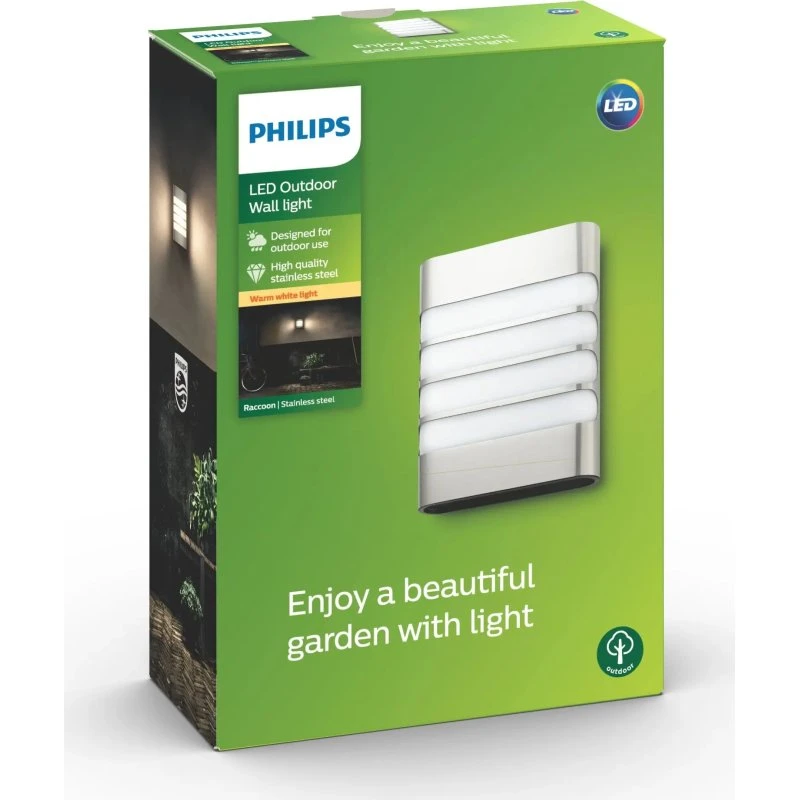 Philips Raccoon LED-væglampe inox 1x4W