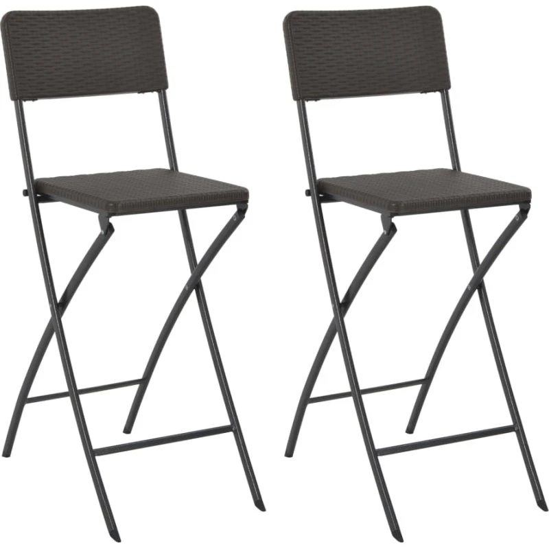vidaXL foldbare barstole 2 stk. brun rattanlook HDPE & stål