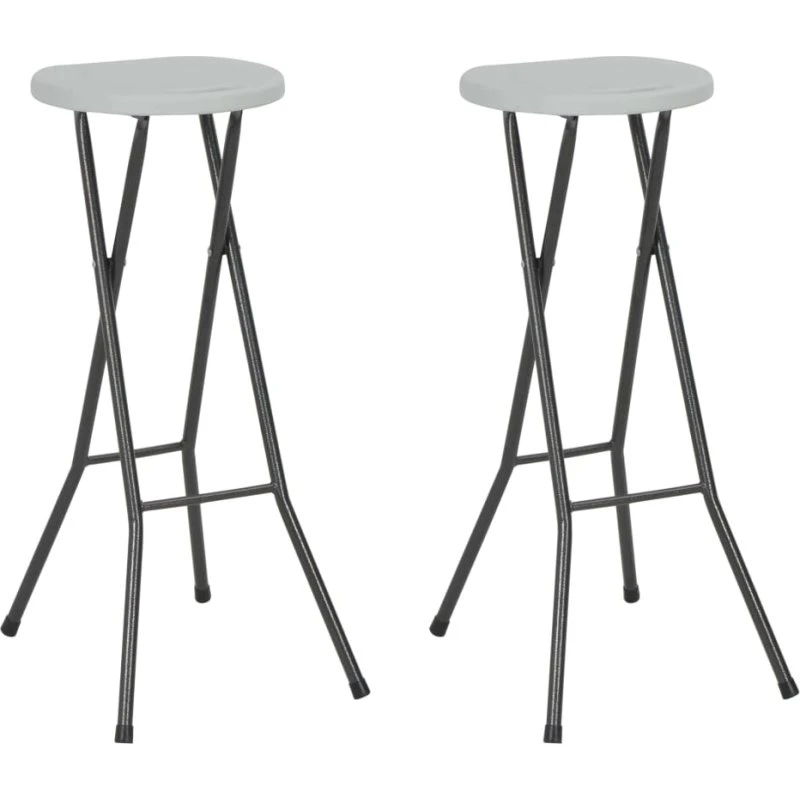 vidaXL Foldbare Barstole 2 stk. Hvid (HDPE & Stål)