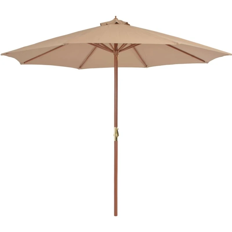 vidaXL Parasol 300 cm træstang gråbrun