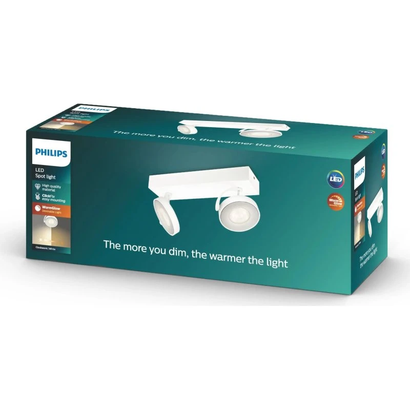 Philips Clockwork Spotlampe 2x4,5W Hvid