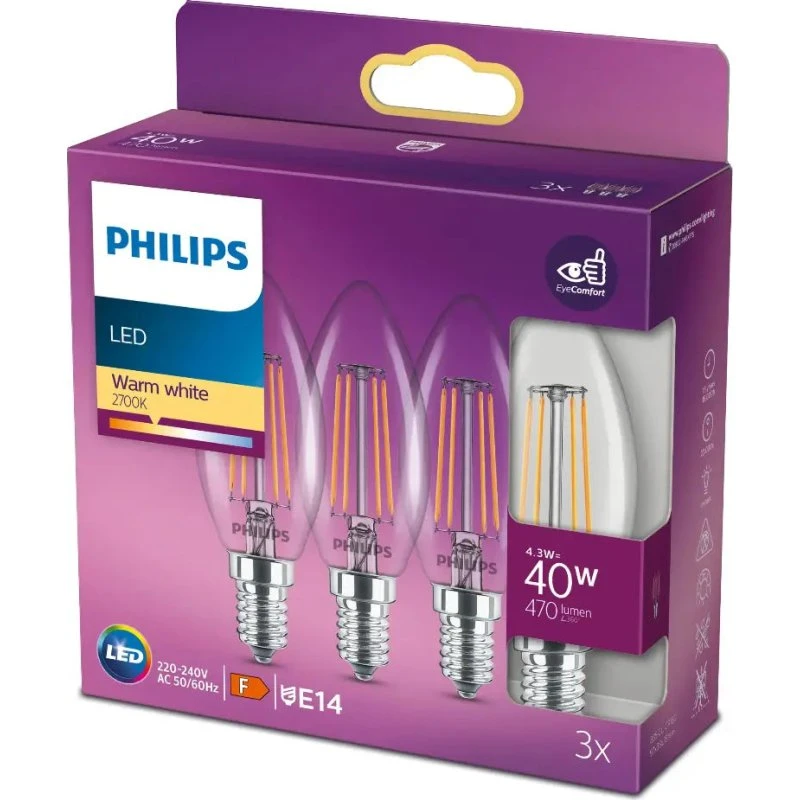 Philips LED Classic 40W B35 E14 WW CL ND 3SRT6