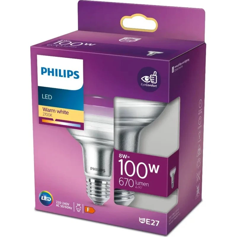 Philips LED 8W E27 2700K 670lm Spot