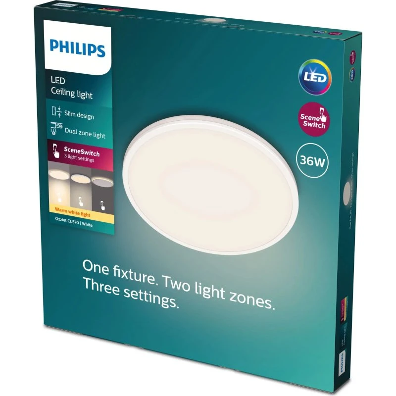 Philips myLiving Ozziet CL570 SS RD 36W 27K W HV 06, hvid, Ø52,5 cm
