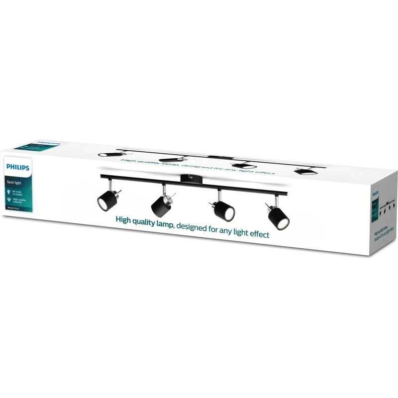 Philips Meranti Spotlampe, Sort, 4x35W, GU10, 230V