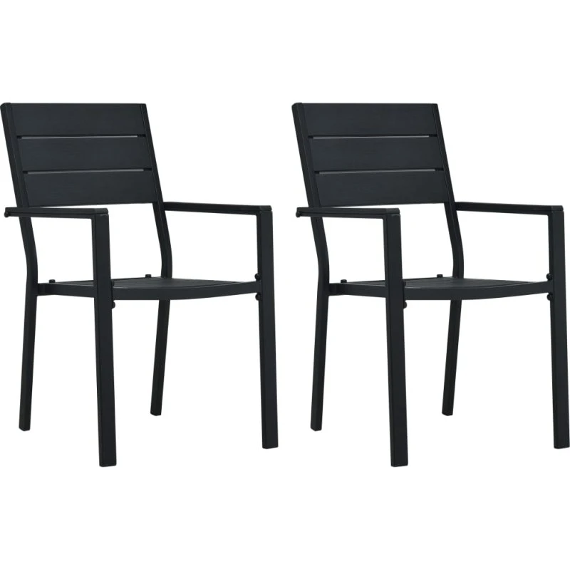 vidaXL 2 stk. HDPE havestole trælook sort