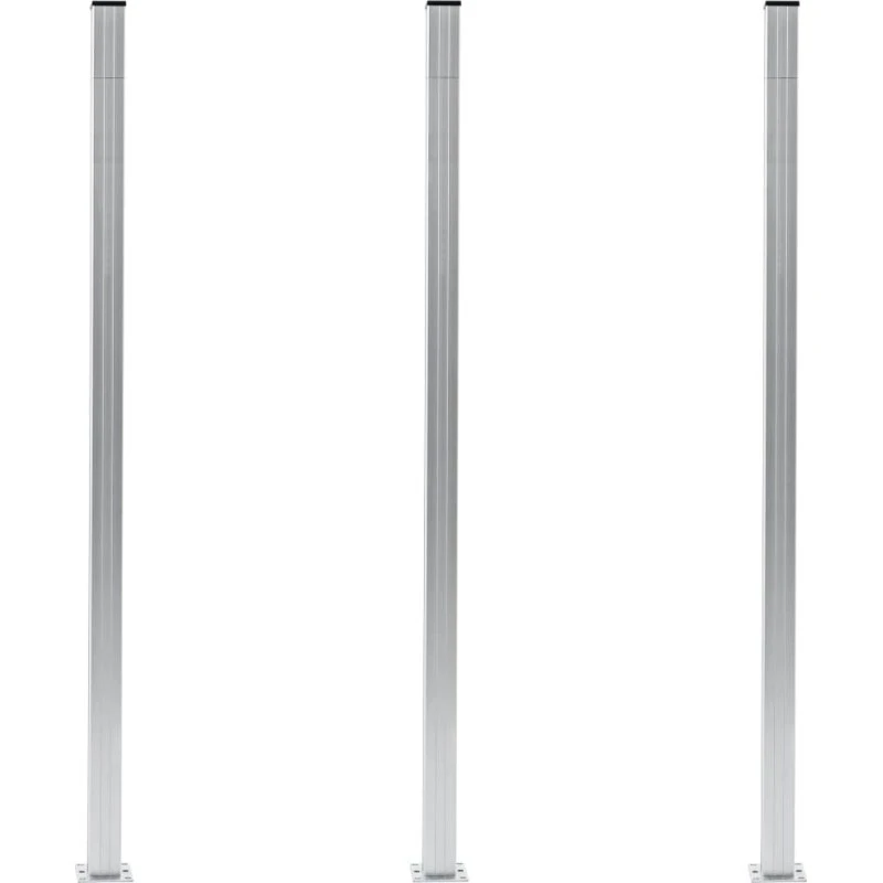 vidaXL hegnspæle 3 stk. 185 cm aluminium med hætter og stålfødder