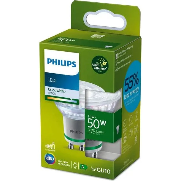 Philips LED 2,1W GU10 4000K 375lm