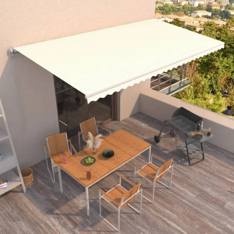 vidaXL Markise 600x350 cm manuel, cremefarvet