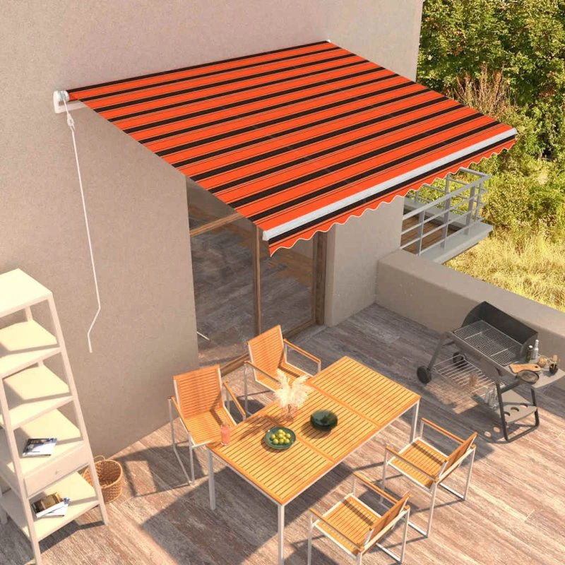 Creme/600 x 350 cm - Automatisk Foldemarkise Orange Og Brun