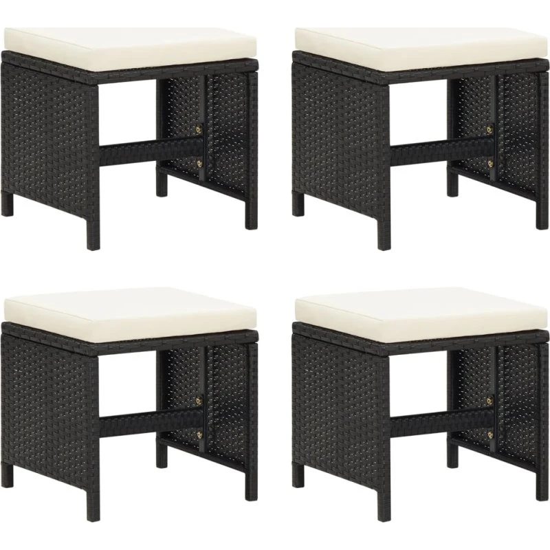 vidaXL 4 stk. haveskamler polyrattan sort