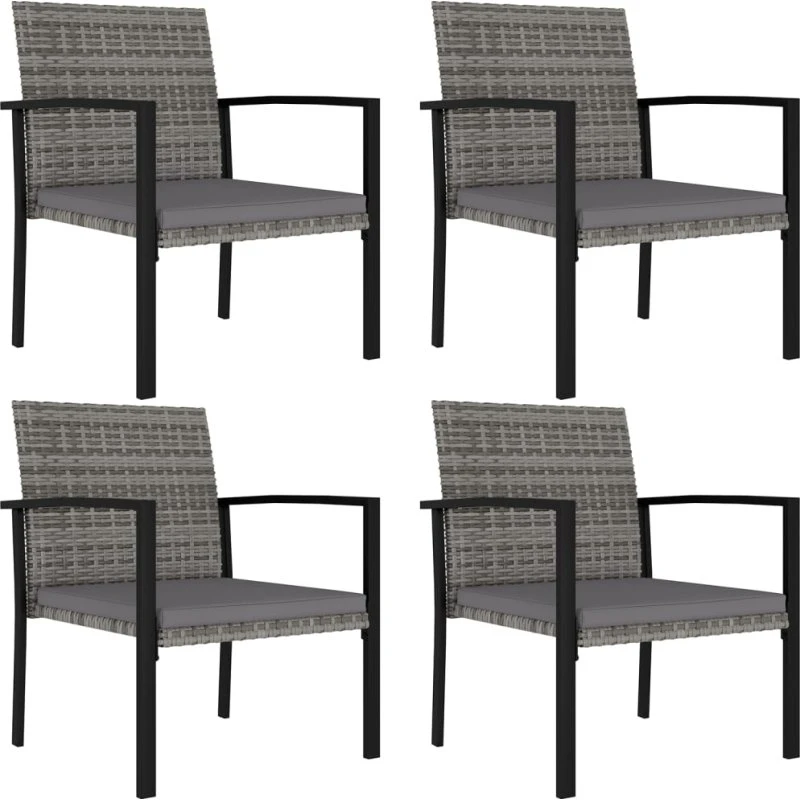 vidaXL 4-stks havestol sæt polyrattan grå