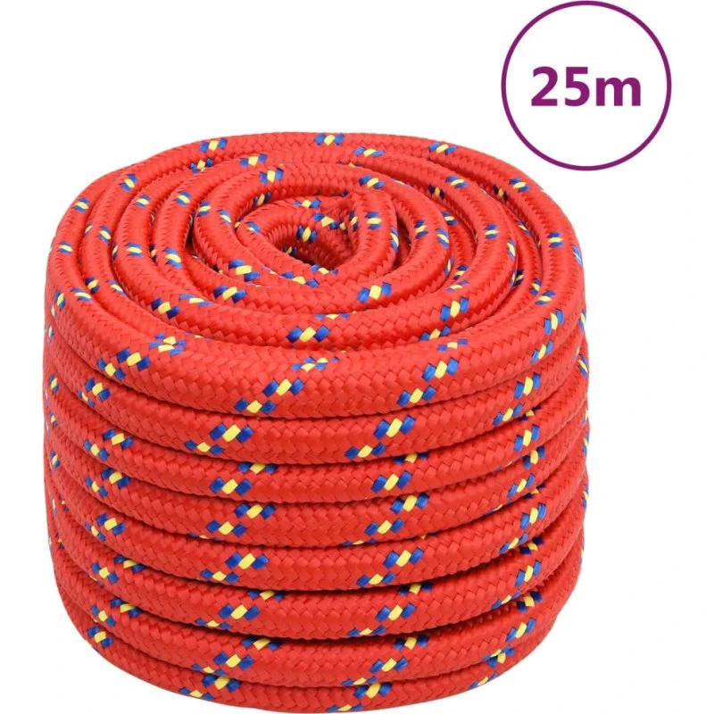 vidaXL Tovværk 20 mm 25 m rødt polypropylen