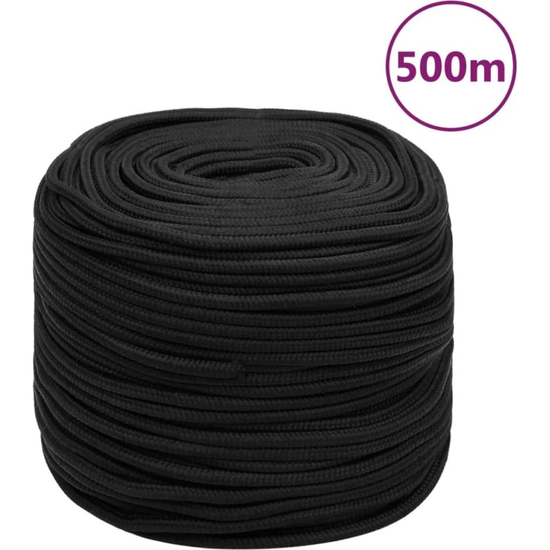 vidaXL Tovværk 6 mm 500 m polypropylen sort