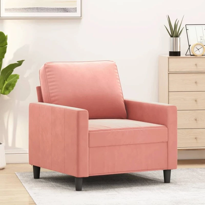 vidaXL Lænestol 60 cm velour lyserød