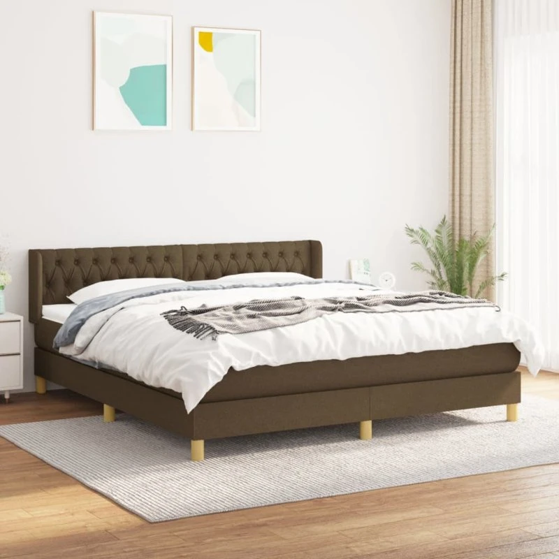 vidaXL Kontinentalseng 180x200 cm mørkebrun med justerbar gavl og pocketfjeder-madras