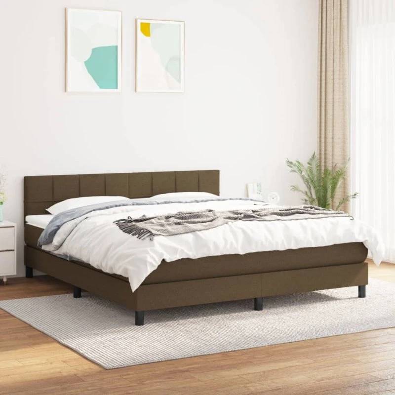 vidaXL Kontinentalseng 180x200 cm mørkebrun med pocketfjedre