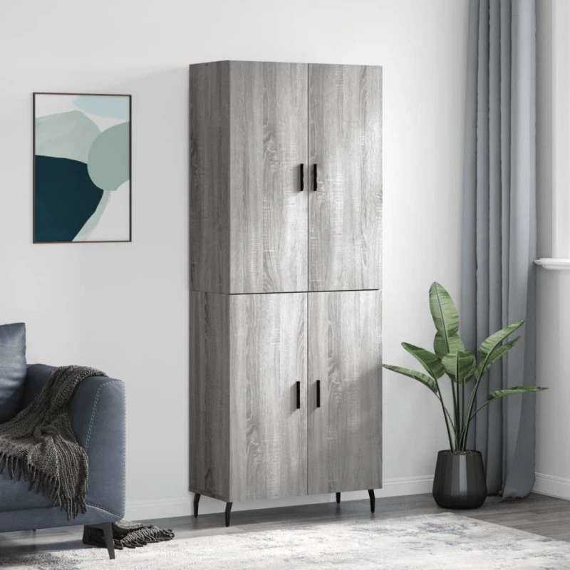 vidaXL Højskab 69,5x34x180 cm Konstrueret Træ Grå Sonoma-Eg