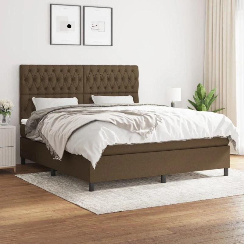 vidaXL Kontinentalseng 180x200 cm mørkebrun med pocketfjedremadras