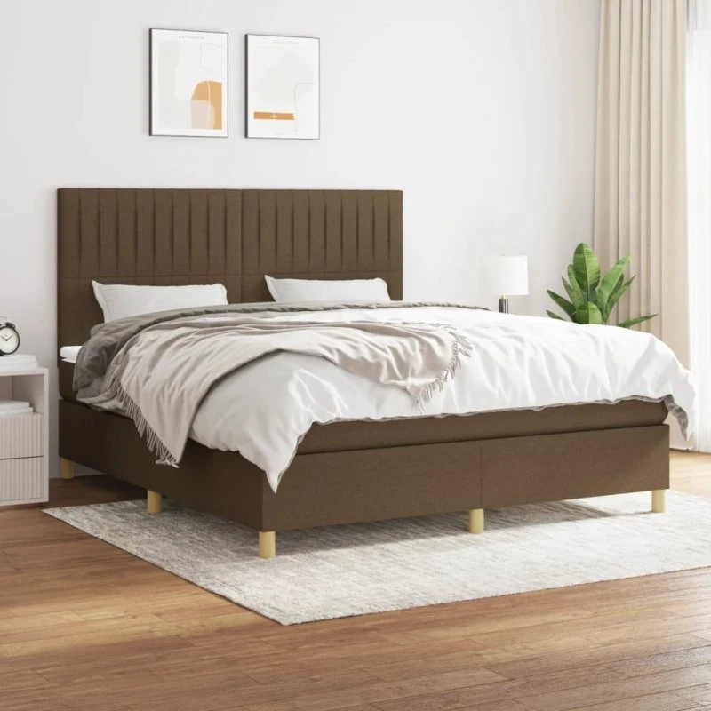 vidaXL Kontinentalseng 180x200 cm mørkebrun med madras og justerbar sengegavl