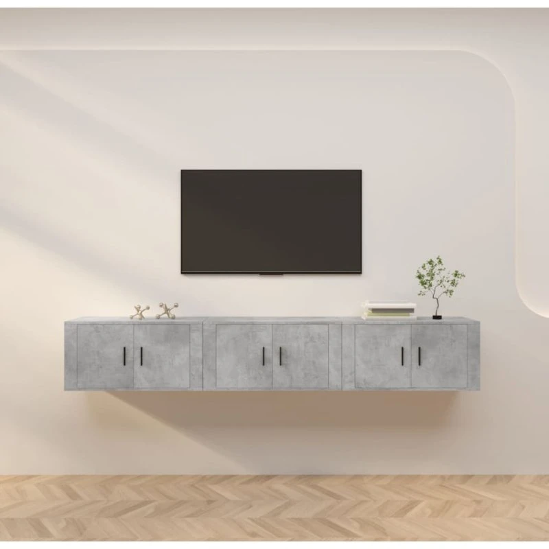 vidaXL væghængt tv-skab 3 stk. 80x34,5x40 cm betongrå