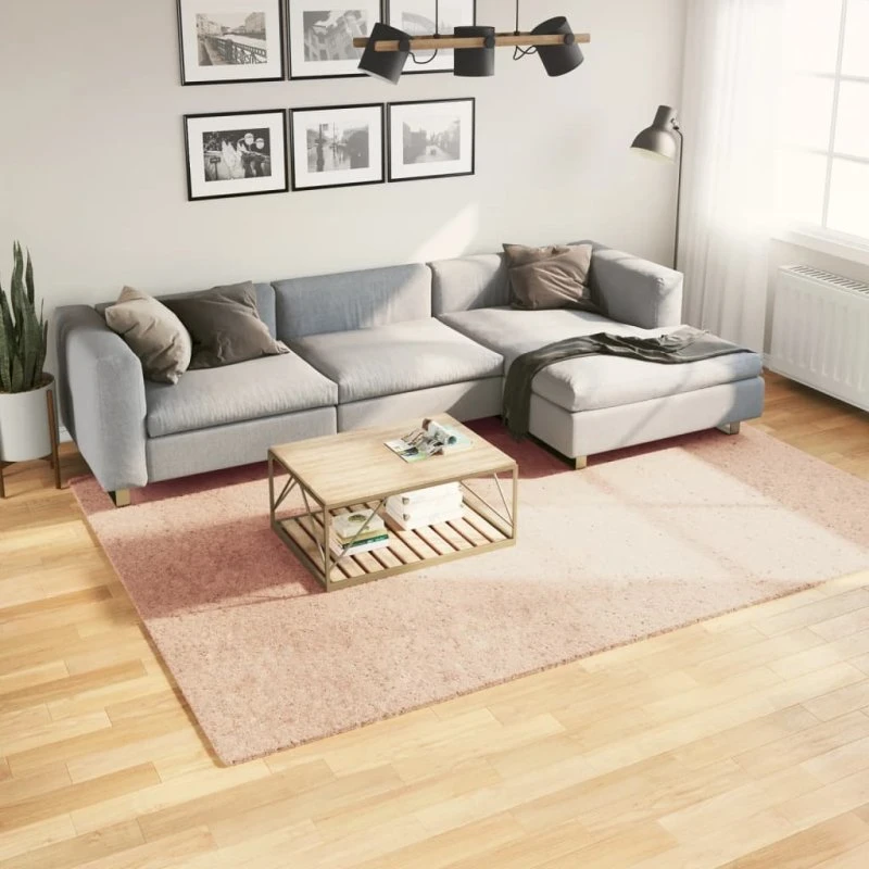 vidaXL HUARTE Rosa Gulvtæppe 200x280 cm Kort Luv Vaskbart