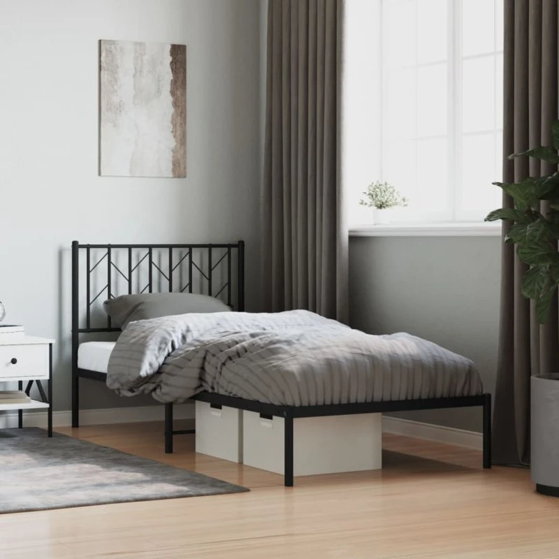 vidaXL sengeramme 90x190 cm metal sort