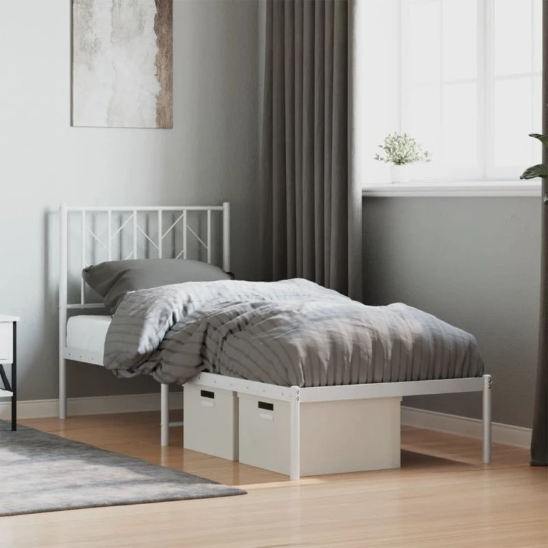 vidaXL Sengeramme 75x190 cm hvid med hovedgærde
