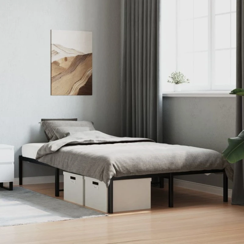 vidaXL Sengeramme 120x190 cm metal sort