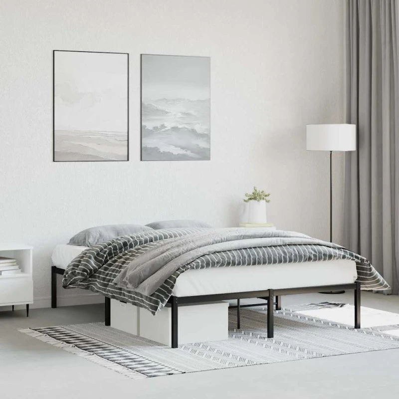 vidaXL sengeramme 135x190 cm metal sort