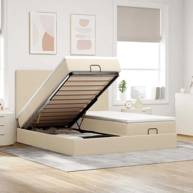 vidaXL Osmannisk Sengeramme med Madrasser 180x200 cm Cremefarvet
